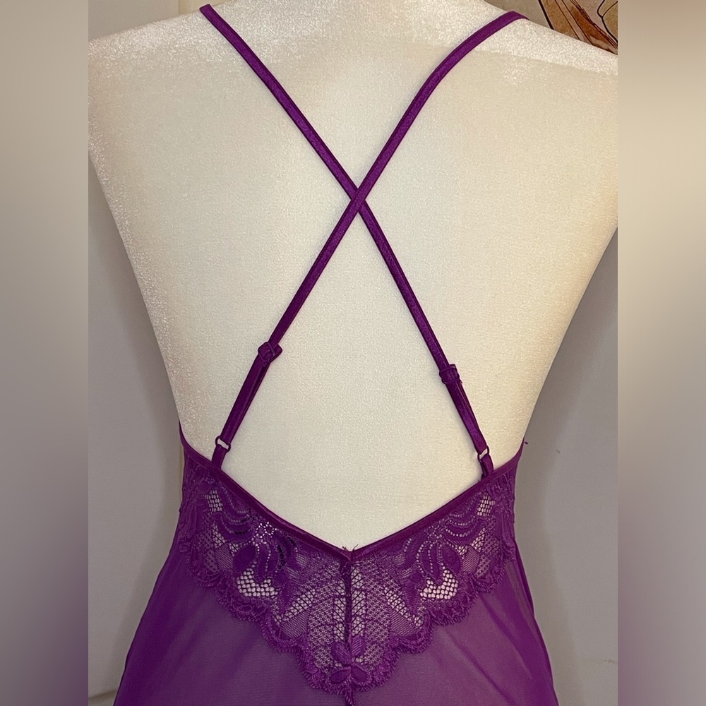 Fredericks of Hollywood Lace Chemise Dress Lingerie Size S Purple - Picture 6 of 15